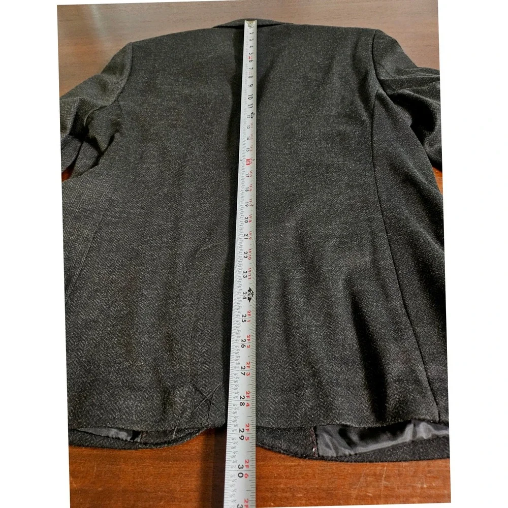 Zara Man Blazer Jacket Mens 44 Gray Herringbone Elbow Patches Sport Coat